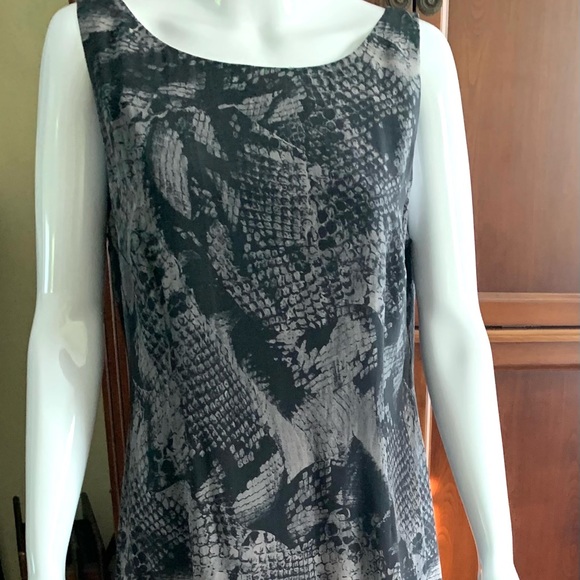 Richards 100% silk maxi party prom dress black & gray snake animal print US 12 - Picture 3 of 16